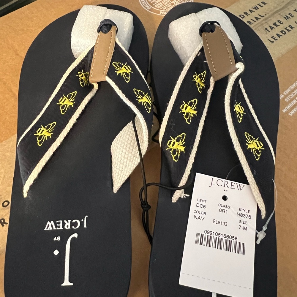 NWT J. Crew Factory Embroidered Flip Flops